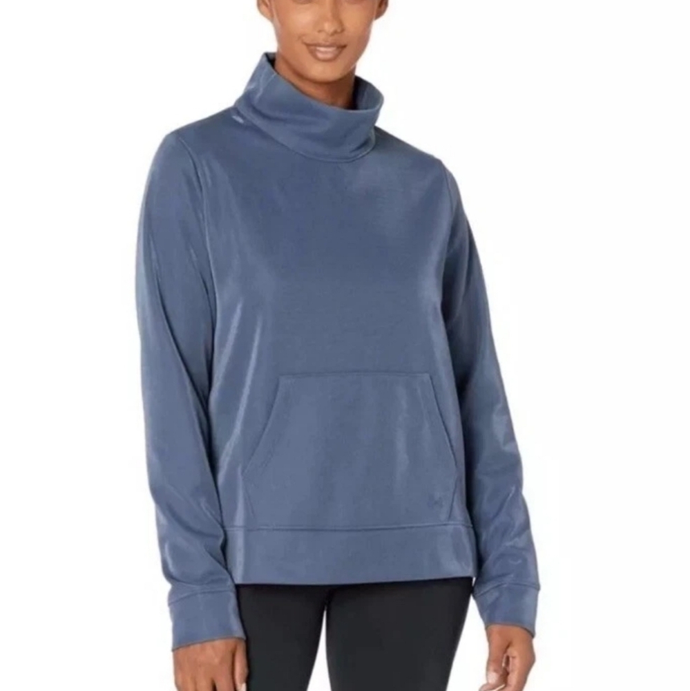 Under Armour Metallic Blue Loose Fit Mockneck Coldgear Sweatshirt